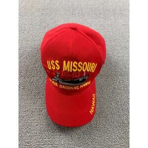 Chelona USA Hat Cap Strap Back One Size Red USS Missouri BB 63 Pearl Harbor Army